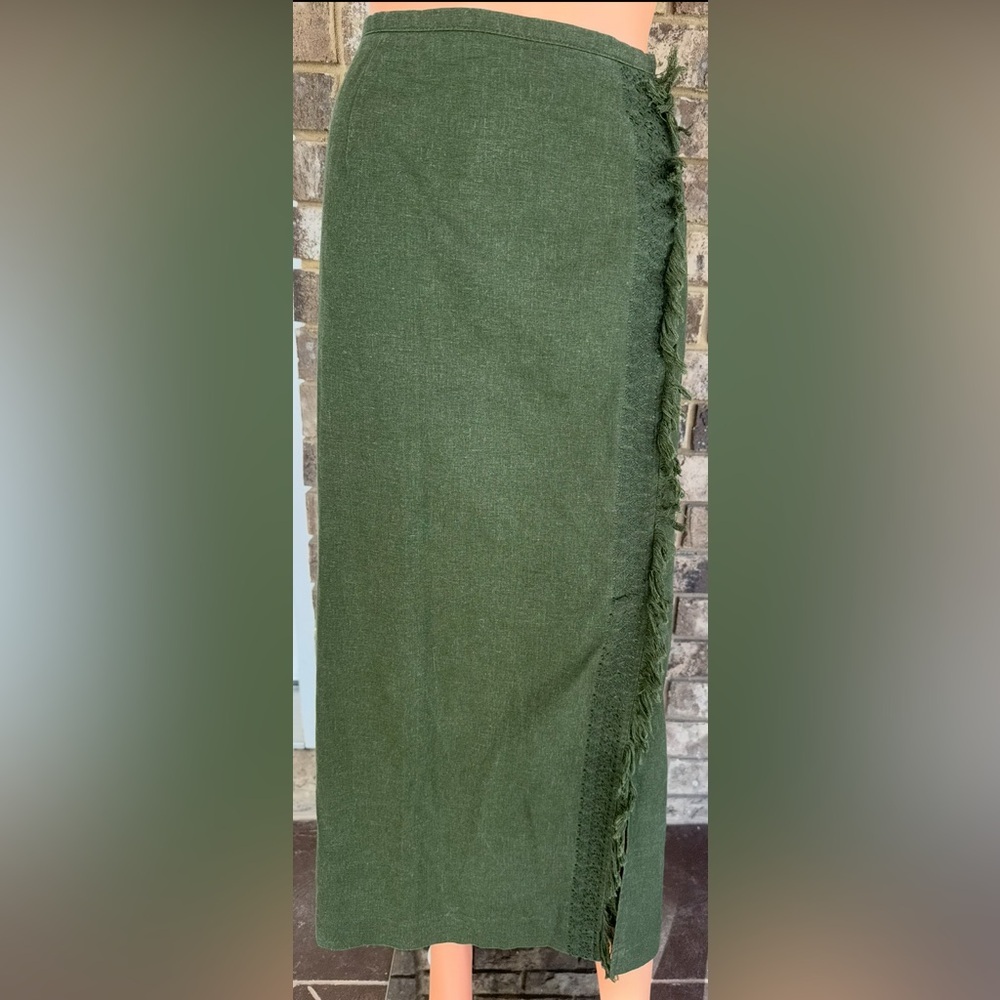 Norton McNaughton Linen Blend 2 Piece Skirt Set Women's 12 Olive Green - Picture 4 of 7